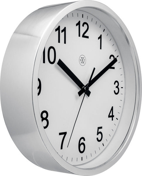 NeXtime NX-7307ZI Wandklok NXT Diam. 25,5 Kunststof Zilver, Witte Wijzerplaat