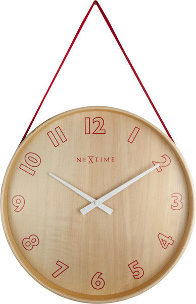 NeXtime NE-3233RO Wandklok Loop Ø26 Hout Rood