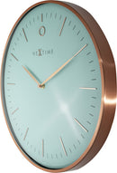 NeXtime NE-3235TQ Wandklok Glamour Ø40 Metaal Turquoise / Rose Goud