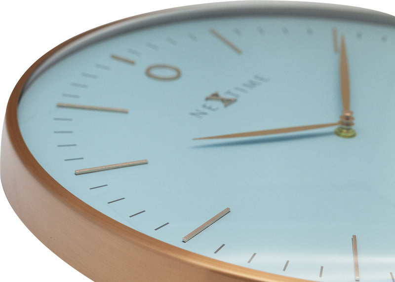 NeXtime NE-3235TQ Wandklok Glamour Ø40 Metaal Turquoise / Rose Goud