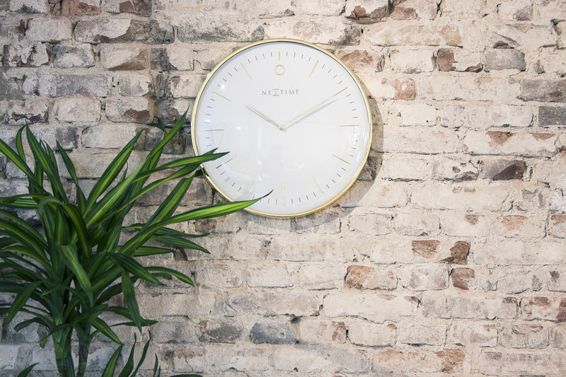 NeXtime NE-3235WI Wandklok Glamour Ø40 Metaal Wit/goud