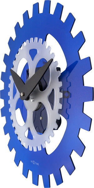 NeXtime NE-3241BL Wandklok Gears Ø35 Acryl Blauw