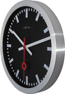NeXtime NE-3999STZW Wandklok Dia. 35 Cm, Geborsteld Aluminium, 'Station'