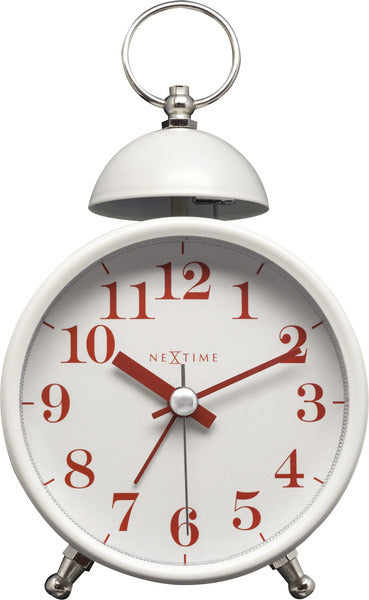NeXtime NE-5213WI Wekker Single Bell 16x9.2x5.4 Metaal Wit / Rood