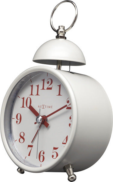 NeXtime NE-5213WI Wekker Single Bell 16x9.2x5.4 Metaal Wit / Rood