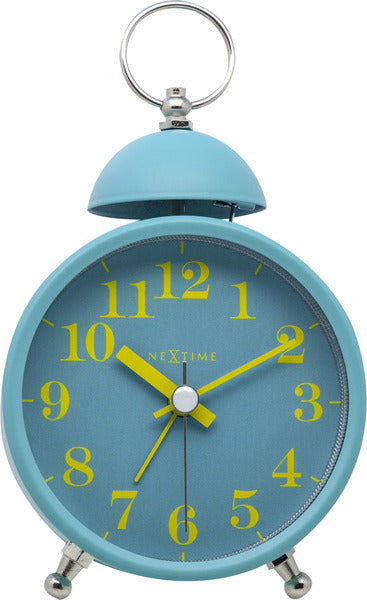 NeXtime NE-5213TQ Wekker Single Bell 16x9.2x5.4 Metaal Turquoise / Geel