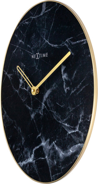 NeXtime NE-8189ZW Wandklok Marble Ø 40 Cm Zwart
