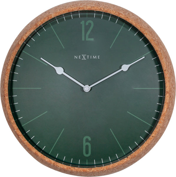 NeXtime NE-3509GN Wandklok Cork Ø 30 Cm Groen