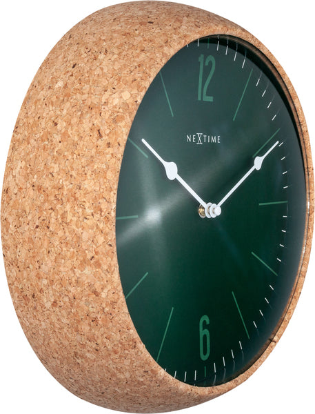 NeXtime NE-3509GN Wandklok Cork Ø 30 Cm Groen