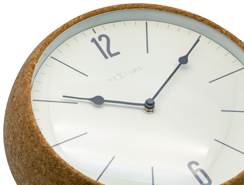NeXtime NE-3509WI Wandklok Cork Dia 30cm Kurk Wit