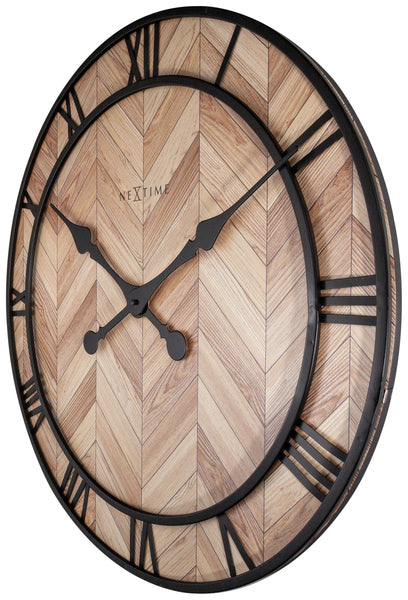 NeXtime NE-3245 Wandklok Roman Vintage Dia 58cm Hout Licht Bruin