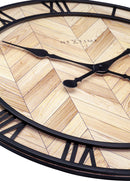 NeXtime NE-3245 Wandklok Roman Vintage Dia 58cm Hout Licht Bruin
