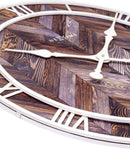 NeXtime NE-3245BR - Wandklok - Ø 58 Cm - Hout/Metaal - Donkerbruin - 'Roman Vintage'