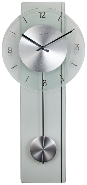 NeXtime NE-3251 - Wandklok - 70 X 30 Cm - Glas / Metaal - Transparant - 'Eleanor'