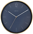 NeXtime NE-3252BL Wandklok - Ø 34 Cm - Glas/ Metaal - Vintage Blauw - 'Essential Gold'