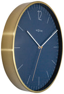 NeXtime NE-3252BL Wandklok - Ø 34 Cm - Glas/ Metaal - Vintage Blauw - 'Essential Gold'