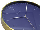 NeXtime NE-3252BL Wandklok - Ø 34 Cm - Glas/ Metaal - Vintage Blauw - 'Essential Gold'