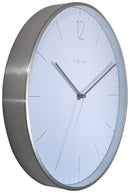 NeXtime NE-3254WI Wandklok - Ø 34 Cm - Glas/ Metaal - Elegant Wit - 'Essential Silver'