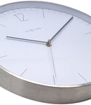 NeXtime NE-3254WI Wandklok - Ø 34 Cm - Glas/ Metaal - Elegant Wit - 'Essential Silver'