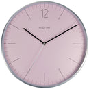 NeXtime NE-3254RZ Wandklok - Ø 34 Cm - Glas/ Metaal - Romantisch Roze - 'Essential Silver'