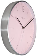 NeXtime NE-3254RZ Wandklok - Ø 34 Cm - Glas/ Metaal - Romantisch Roze - 'Essential Silver'