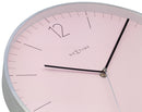 NeXtime NE-3254RZ Wandklok - Ø 34 Cm - Glas/ Metaal - Romantisch Roze - 'Essential Silver'