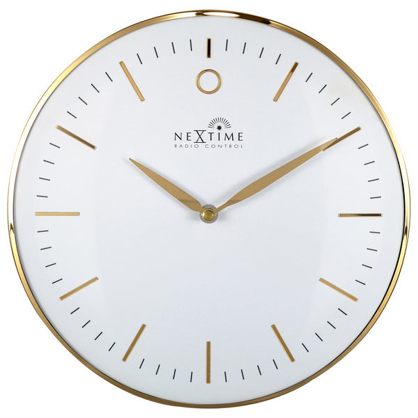 NeXtime NE-3256WIRC Wandklok Radio Controlled 30 cm Glamour Goud/Wit