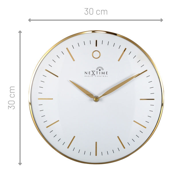 NeXtime NE-3256WIRC Wandklok Radio Controlled 30 cm Glamour Goud/Wit