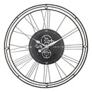NeXtime NE-3260ZI Roman Gear Wandklok 90 cm Zwart/Zilver/Metaal