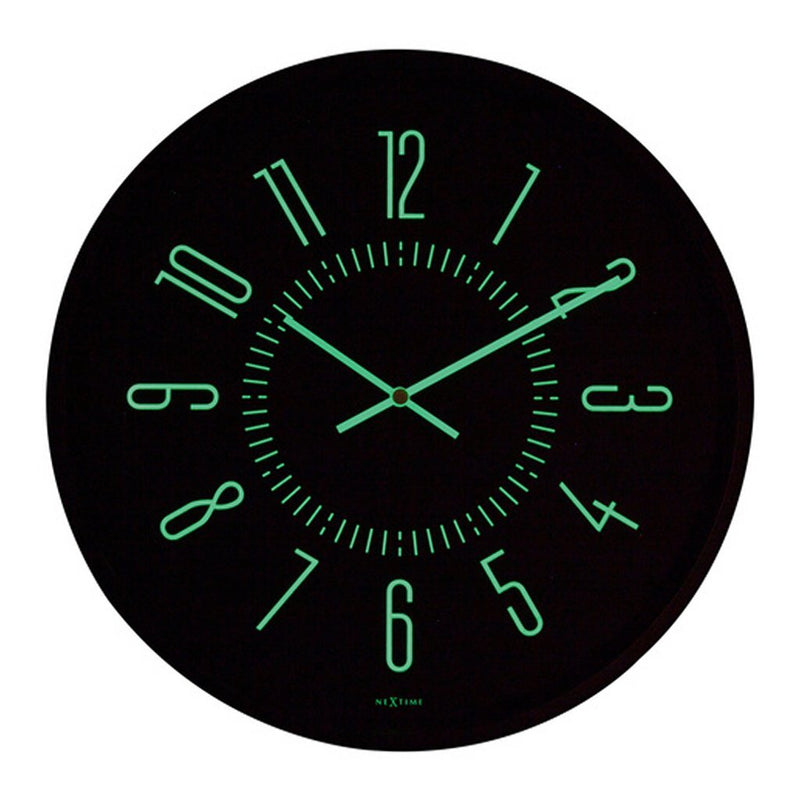 NeXtime NE-3261ZW Luminous Glow In The Dark Wandklok 35 cm Zwart