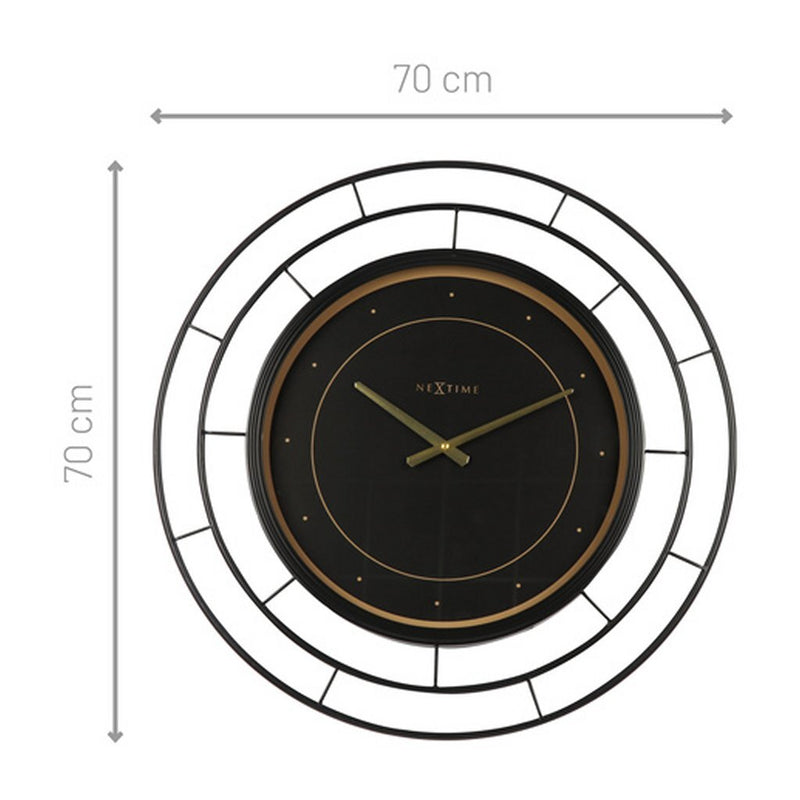 NeXtime NE-3270ZW Wandklok Fancy 70 cm Zwart/Goud