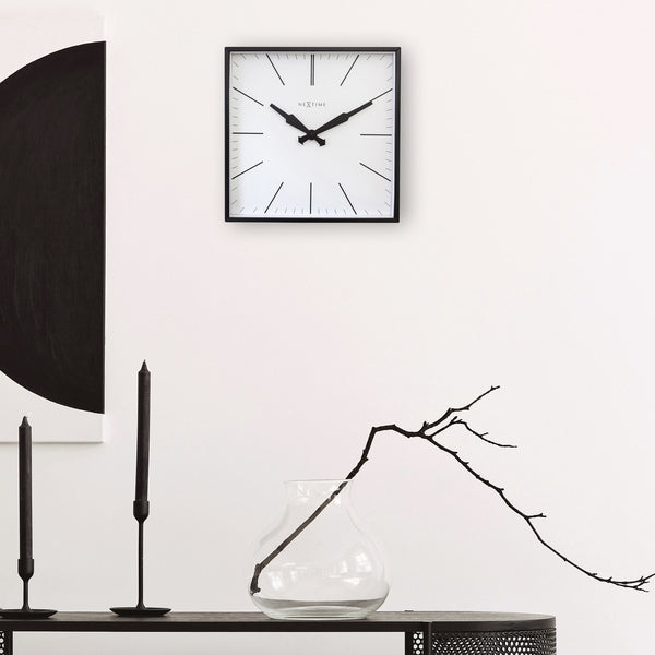 NeXtime NE-3294ST Vierkante Klok - 35x35cm - Stille Wandklok - Wit - "Be Square"