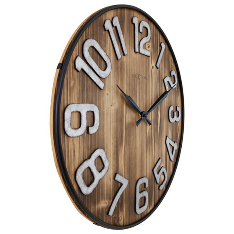 NeXtime NE-3277BR Grote Wandklok Aberdeen 50 cm Hout/Metaal