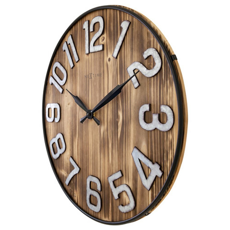 NeXtime NE-3277BR Grote Wandklok Aberdeen 50 cm Hout/Metaal