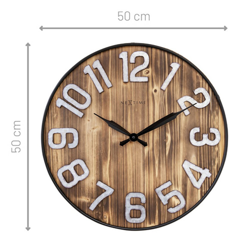 NeXtime NE-3277BR Grote Wandklok Aberdeen 50 cm Hout/Metaal