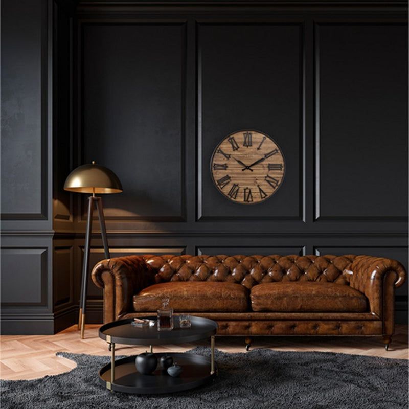 NeXtime NE-3278BR Grote Wandklok Manchester 50 cm Hout/Zwart Metaal