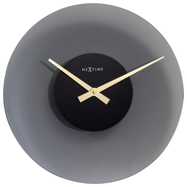 NeXtime NE-8196GS Stille Wandklok - 40cm - Mat Grijs - Glas - "Float"