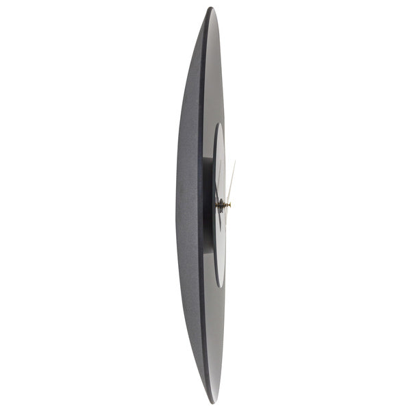 NeXtime NE-8196GS Stille Wandklok - 40cm - Mat Grijs - Glas - "Float"