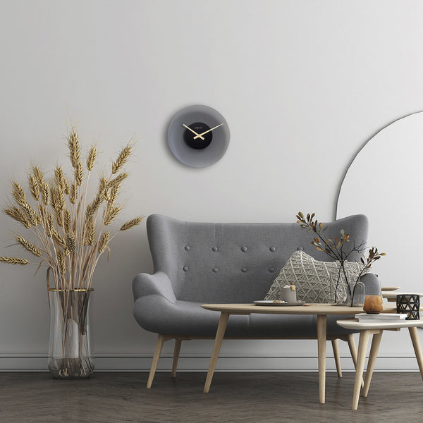 NeXtime NE-8196GS Stille Wandklok - 40cm - Mat Grijs - Glas - "Float"