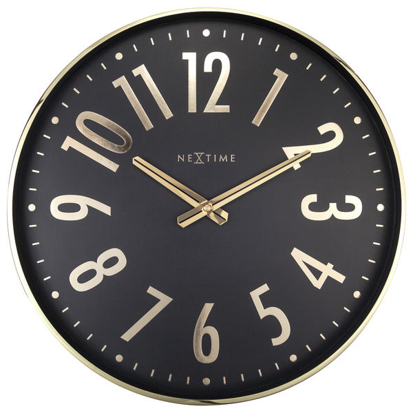NeXtime NE-3288ZW Design Wandklok - 40cm - Stille Klok - Zwart Met Goud - "Alchemy"