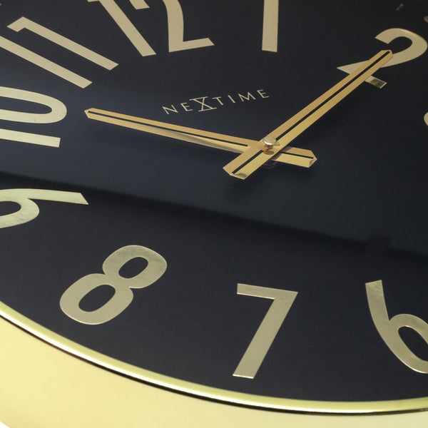 NeXtime NE-3288ZW Design Wandklok - 40cm - Stille Klok - Zwart Met Goud - "Alchemy"