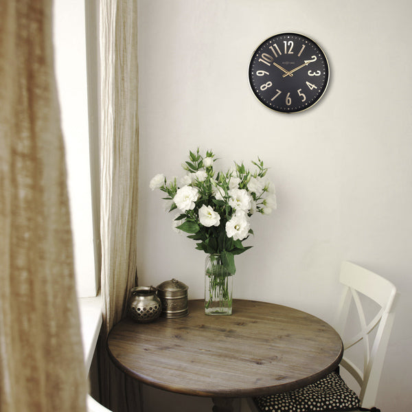 NeXtime NE-3288ZW Design Wandklok - 40cm - Stille Klok - Zwart Met Goud - "Alchemy"