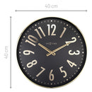 NeXtime NE-3288ZW Design Wandklok - 40cm - Stille Klok - Zwart Met Goud - "Alchemy"