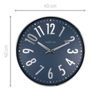 NeXtime NE-3288BL Design Wandklok - 40cm - Stille Klok - Blauw Met Zilver - "Alchemy"