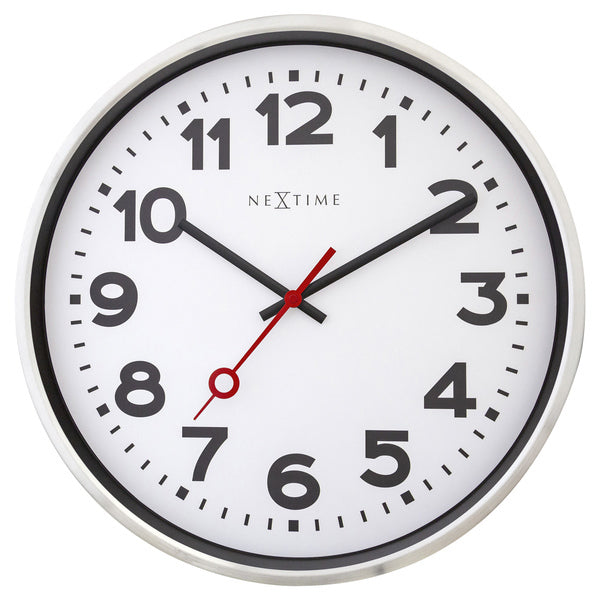 NeXtime NE-3292AR Grote Stationsklok - 45cm - Stille Klok - Wit - Alumium - "Station"