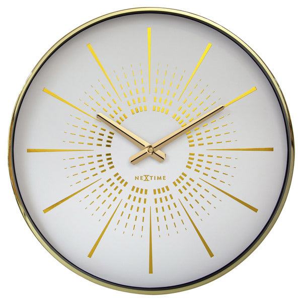 NeXtime NE-3287WI Stille Wandklok - 40cm - Wit Goud - Metaal - "Excentric"