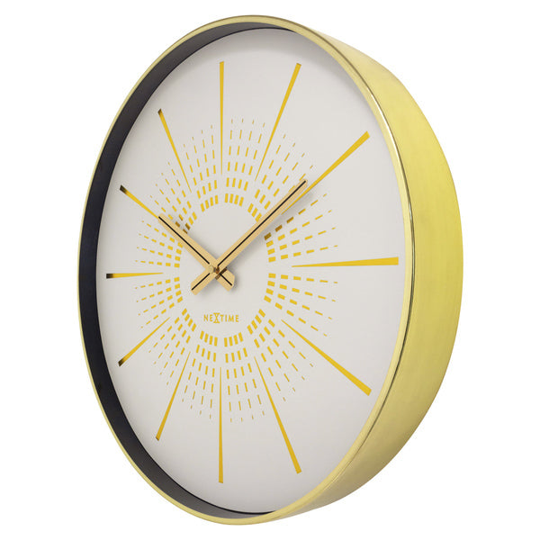 NeXtime NE-3287WI Stille Wandklok - 40cm - Wit Goud - Metaal - "Excentric"