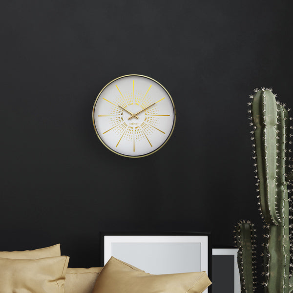 NeXtime NE-3287WI Stille Wandklok - 40cm - Wit Goud - Metaal - "Excentric"
