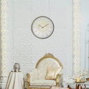 NeXtime NE-3287WI Stille Wandklok - 40cm - Wit Goud - Metaal - "Excentric"