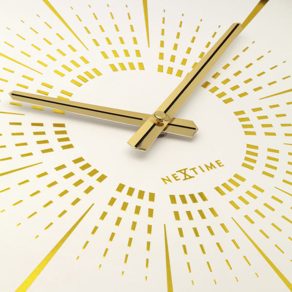 NeXtime NE-3287WI Stille Wandklok - 40cm - Wit Goud - Metaal - "Excentric"